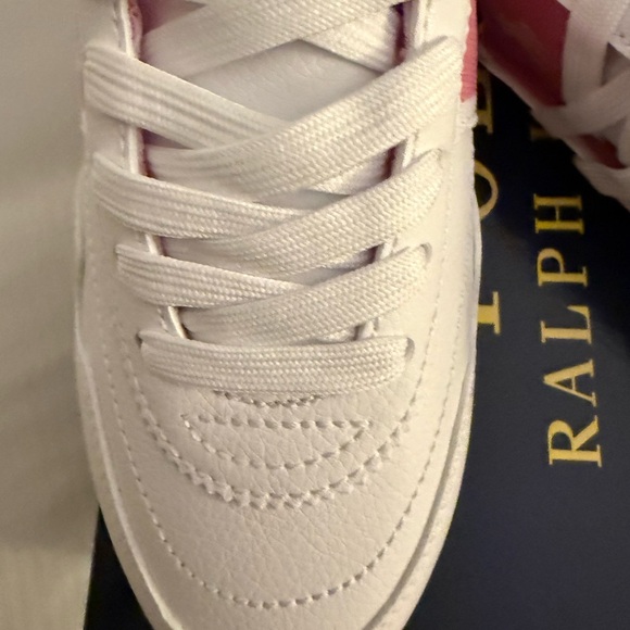 New girls Ralph Lauren Polo white and Pink Casual Sneakers Sz 1 - Picture 6 of 8